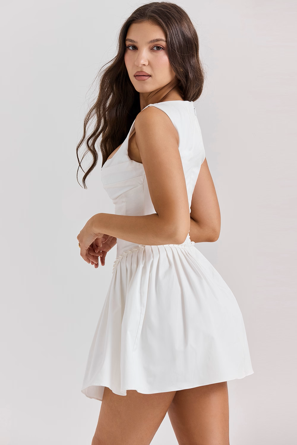 MINI-ROBE PLISSÉE BLANCHE