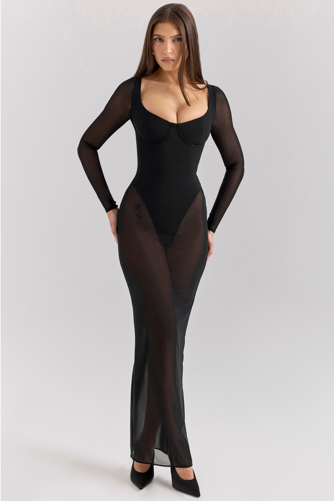 ROBE LONGUE EN MAILLE NOIRE