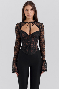 Haut corset en dentelle noire