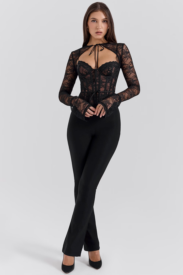 Haut corset en dentelle noire