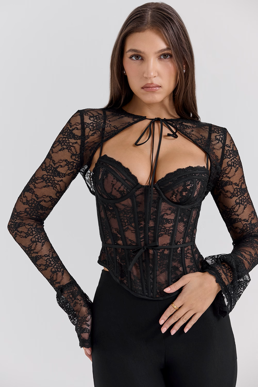 Haut corset en dentelle noire