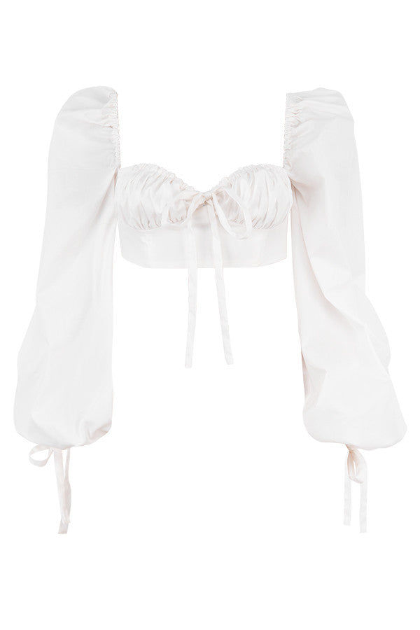 TOP CORSET BLANC AVEC MANCHES BOUFFANTES