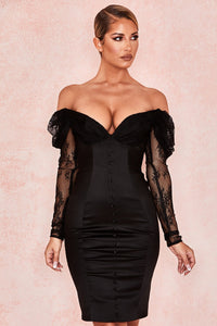 ROBE CORSET NOIRE AUX ÉPAULES DÉNUDÉES