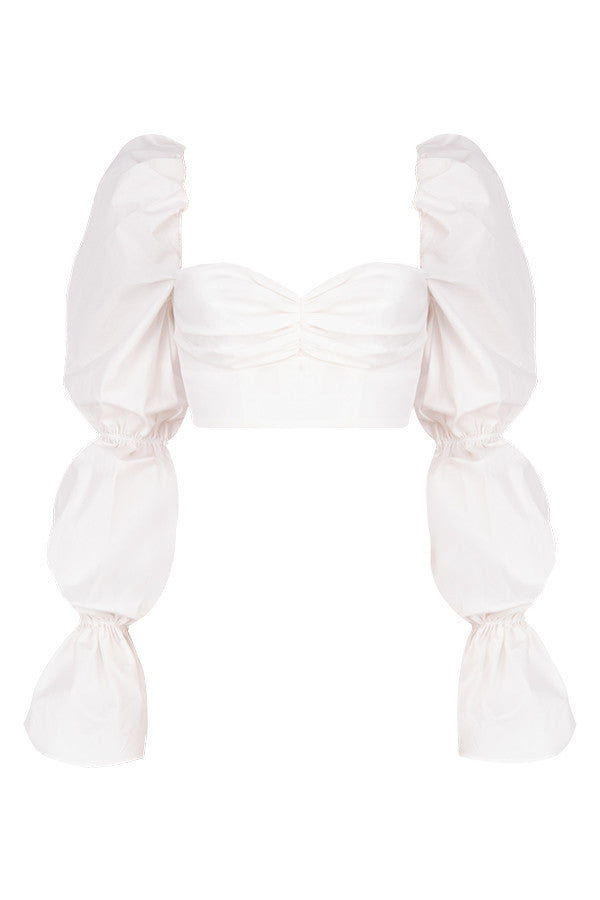 TOP CORSET BLANC AUX MANCHES BALLONS