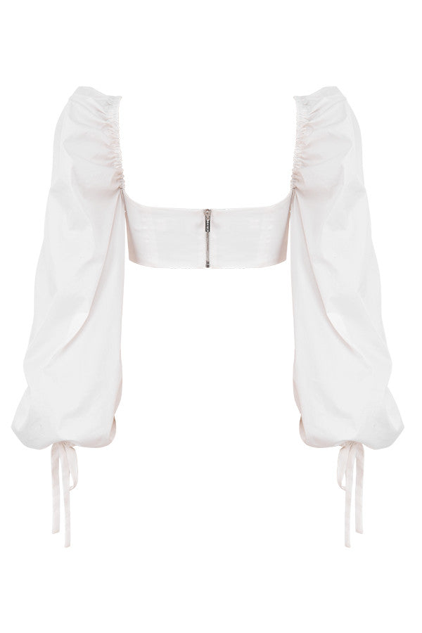 TOP CORSET BLANC AVEC MANCHES BOUFFANTES